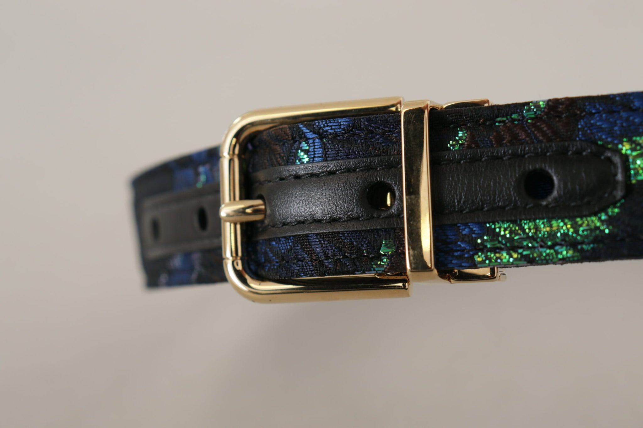 Multicolor Floral Jacquard Gold Metal Buckle Belt