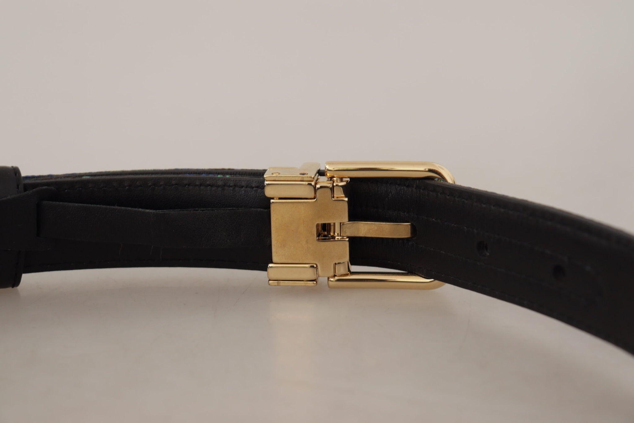 Multicolor Floral Jacquard Gold Metal Buckle Belt