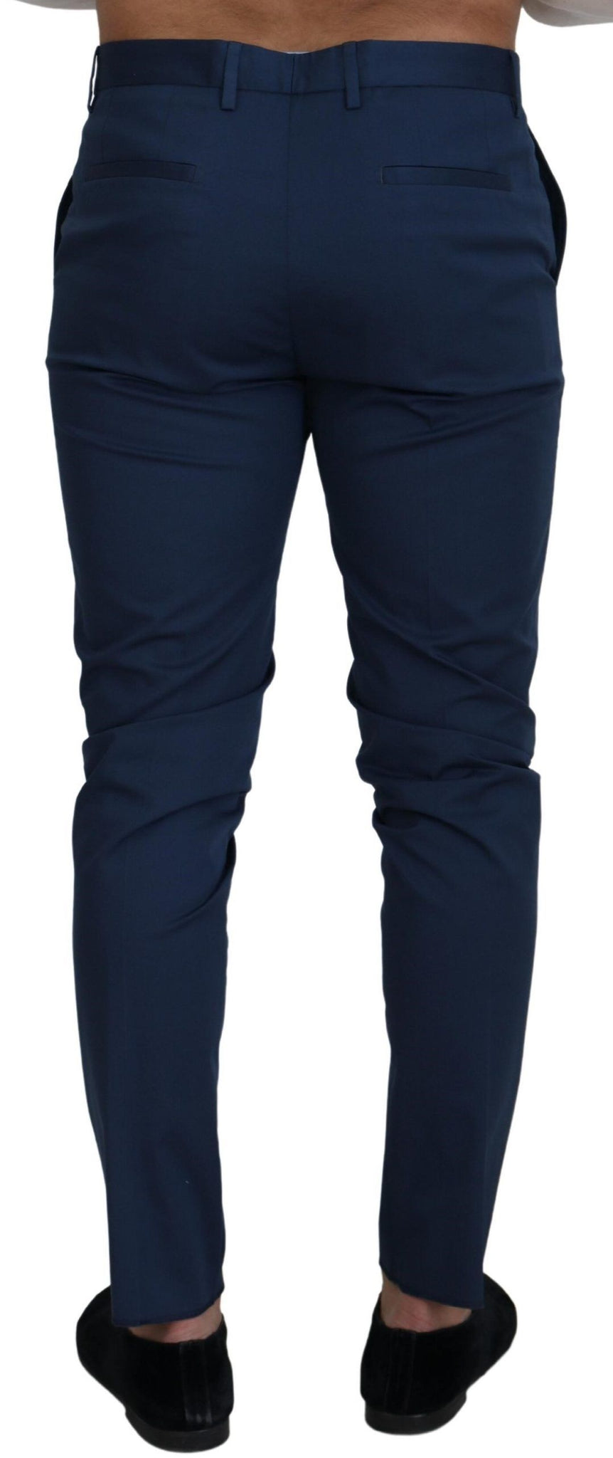 Blue Stretch Cotton Slim Trousers Chinos Pants
