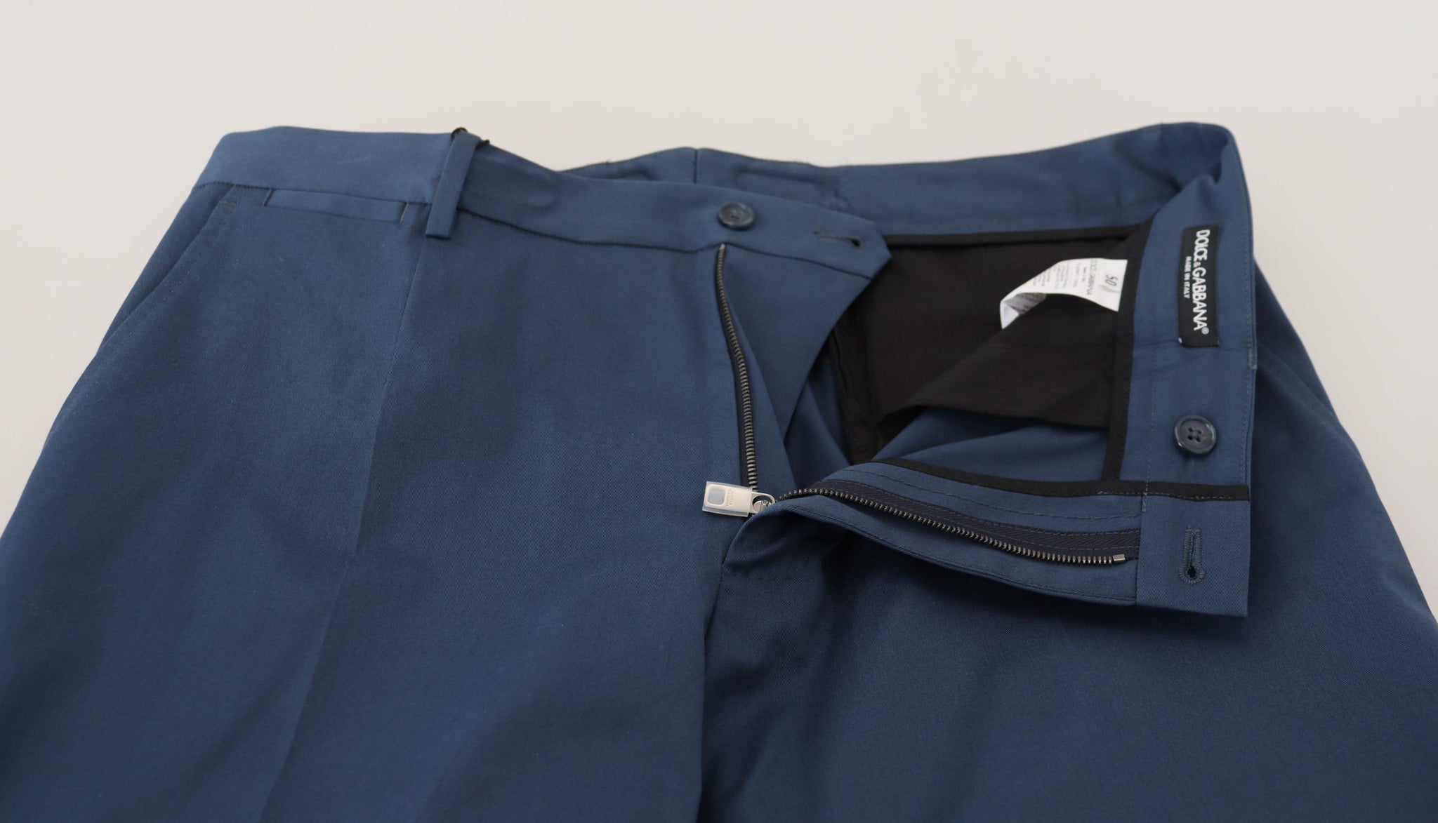 Blue Stretch Cotton Slim Trousers Chinos Pants