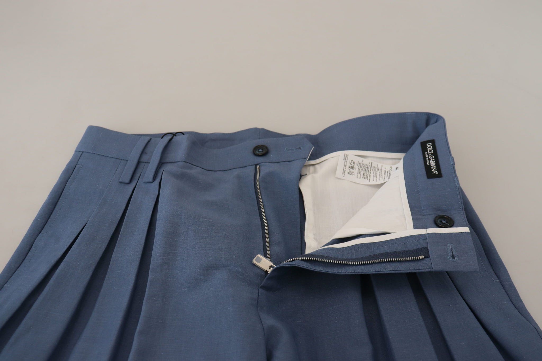 Blue Linen Cotton Slim Trousers Chinos Pants