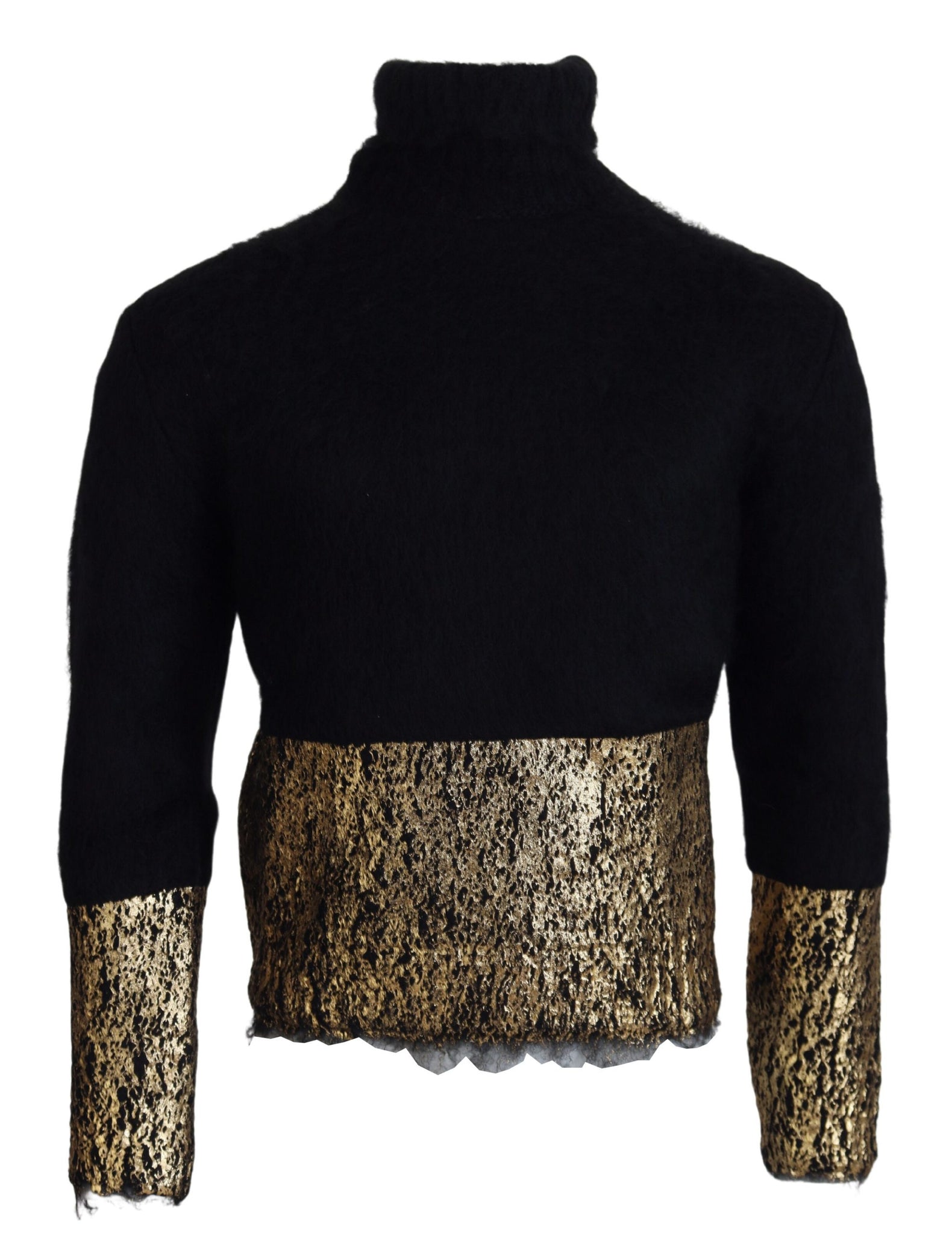 Black Gold Turtleneck Mohair Pullover Mens Sweater