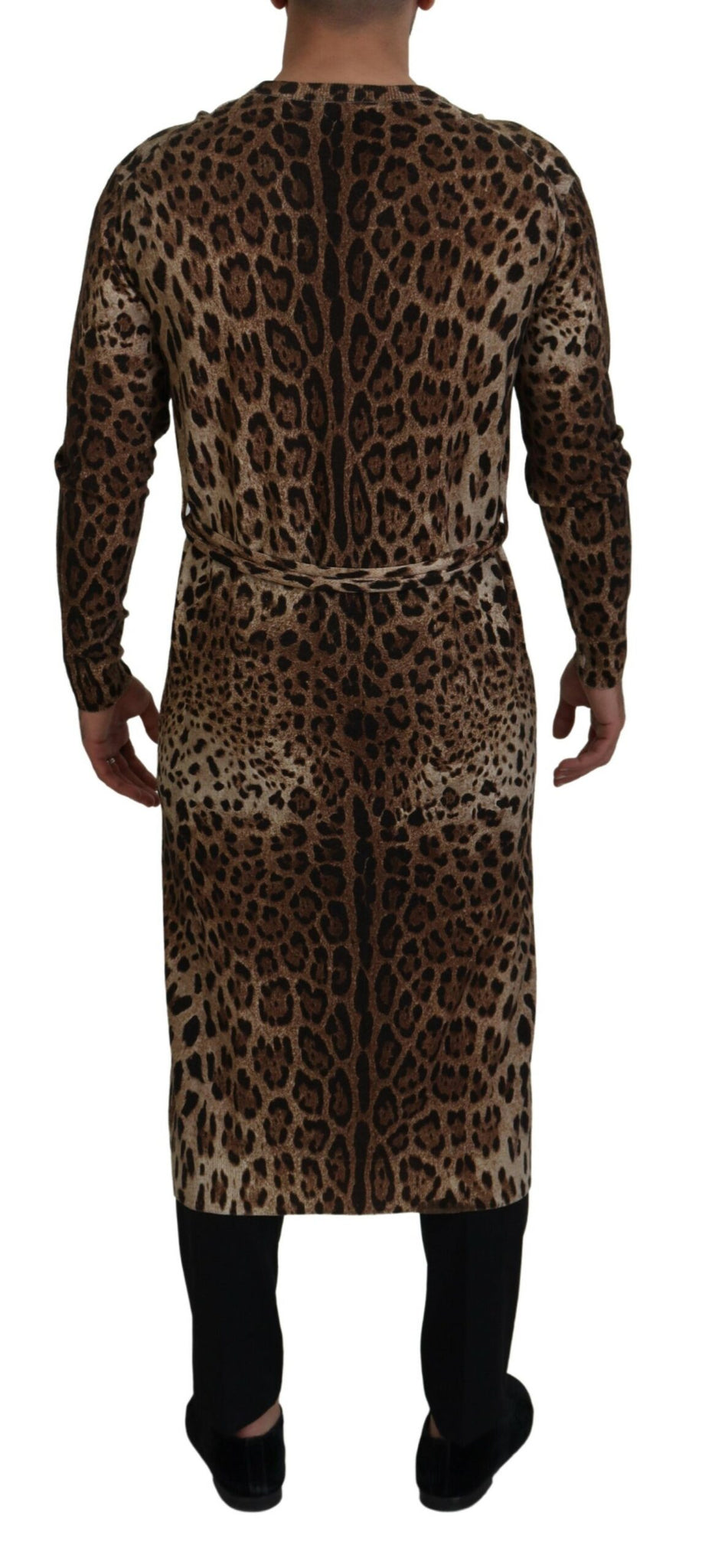 Brown Leopard Wool Robe Cardigan Sweater