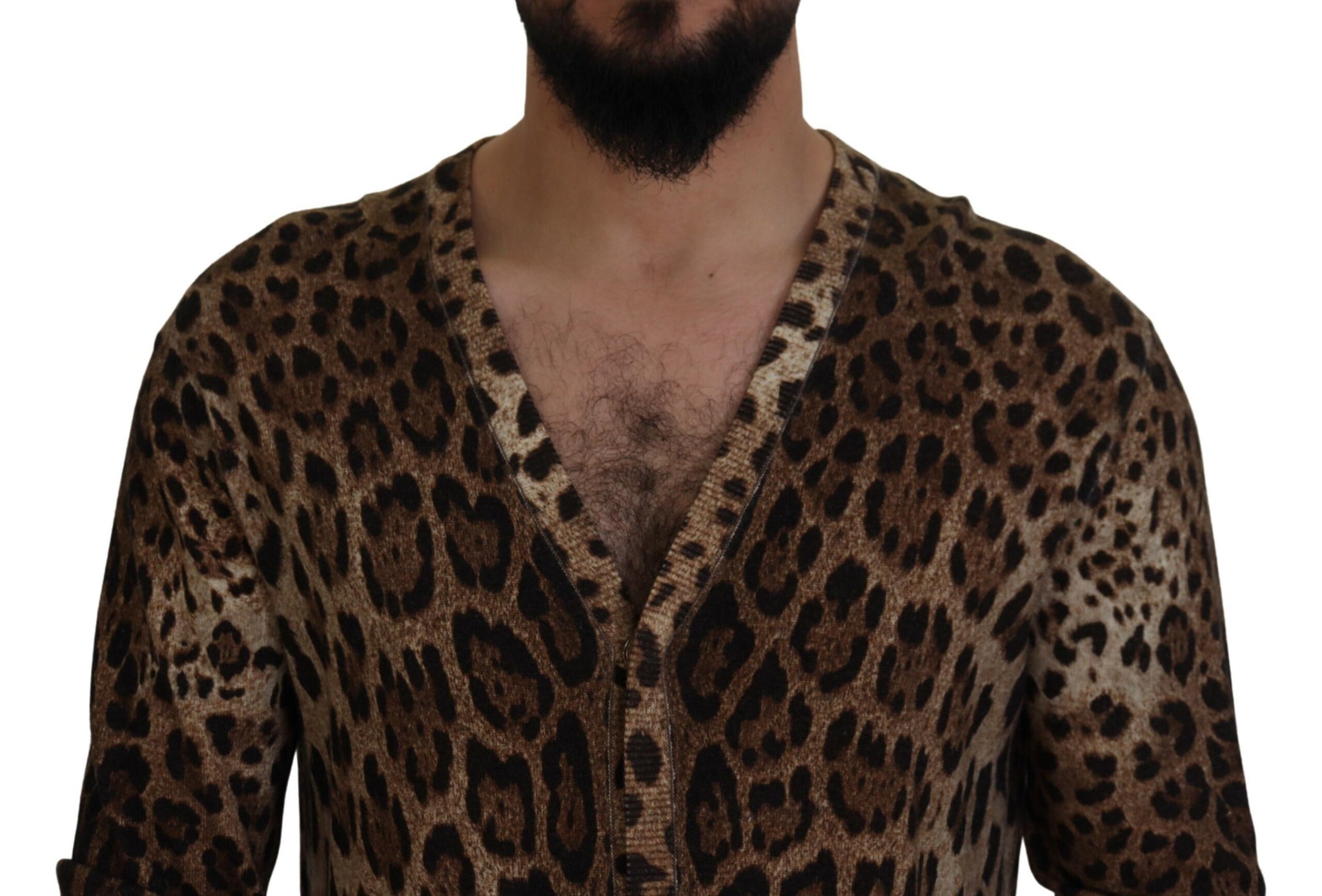 Brown Leopard Wool Robe Cardigan Sweater