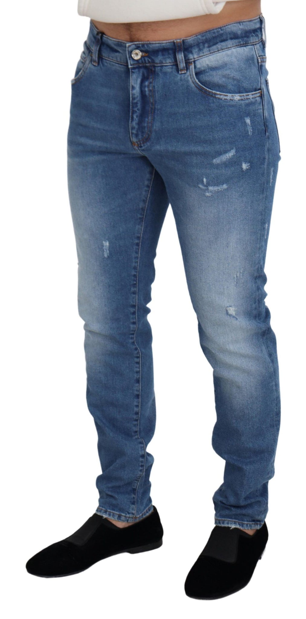 Dolce & Gabbana Blue Slim Fit Wash Stretch Cotton Denim Jeans