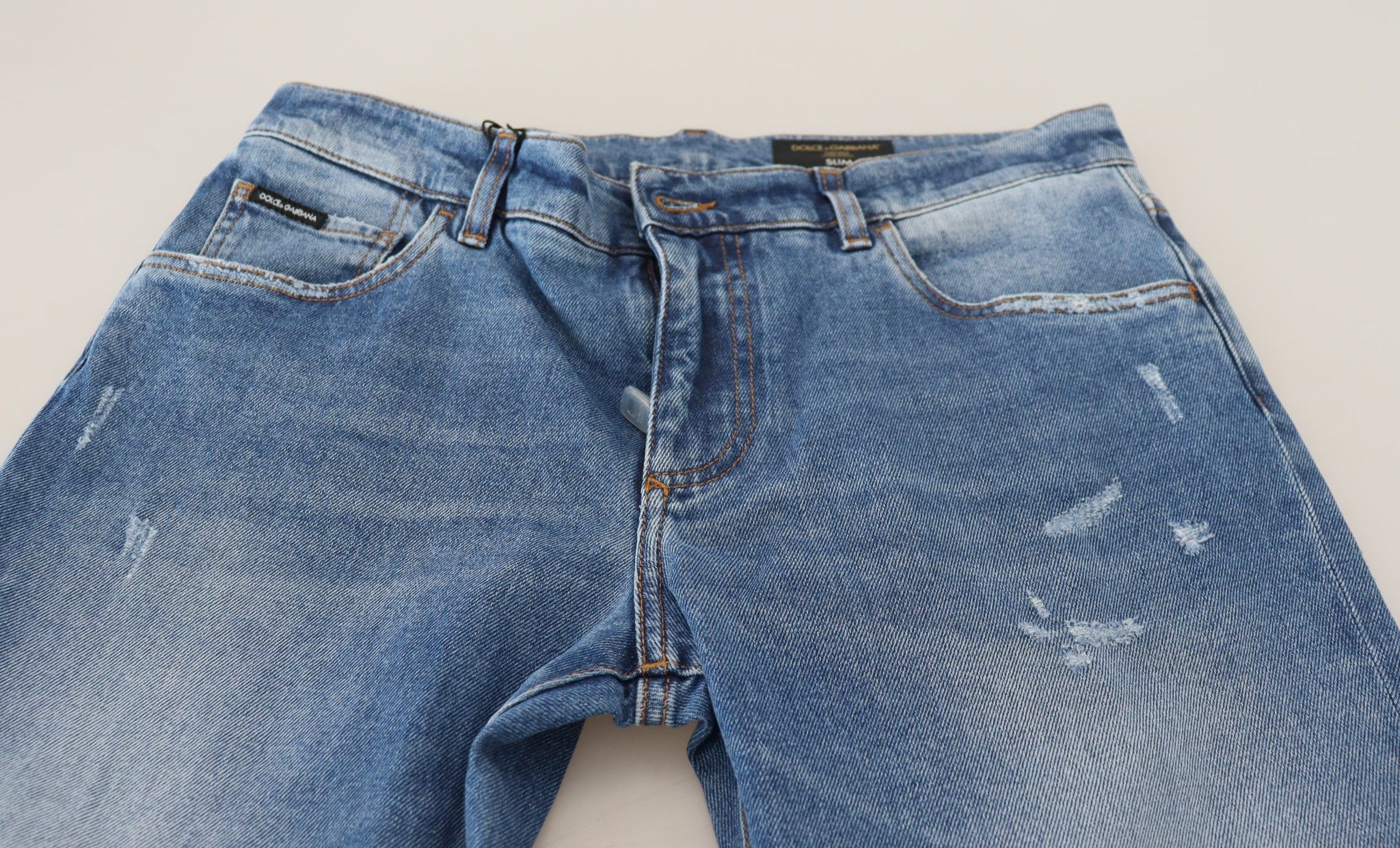 Dolce & Gabbana Blue Slim Fit Wash Stretch Cotton Denim Jeans
