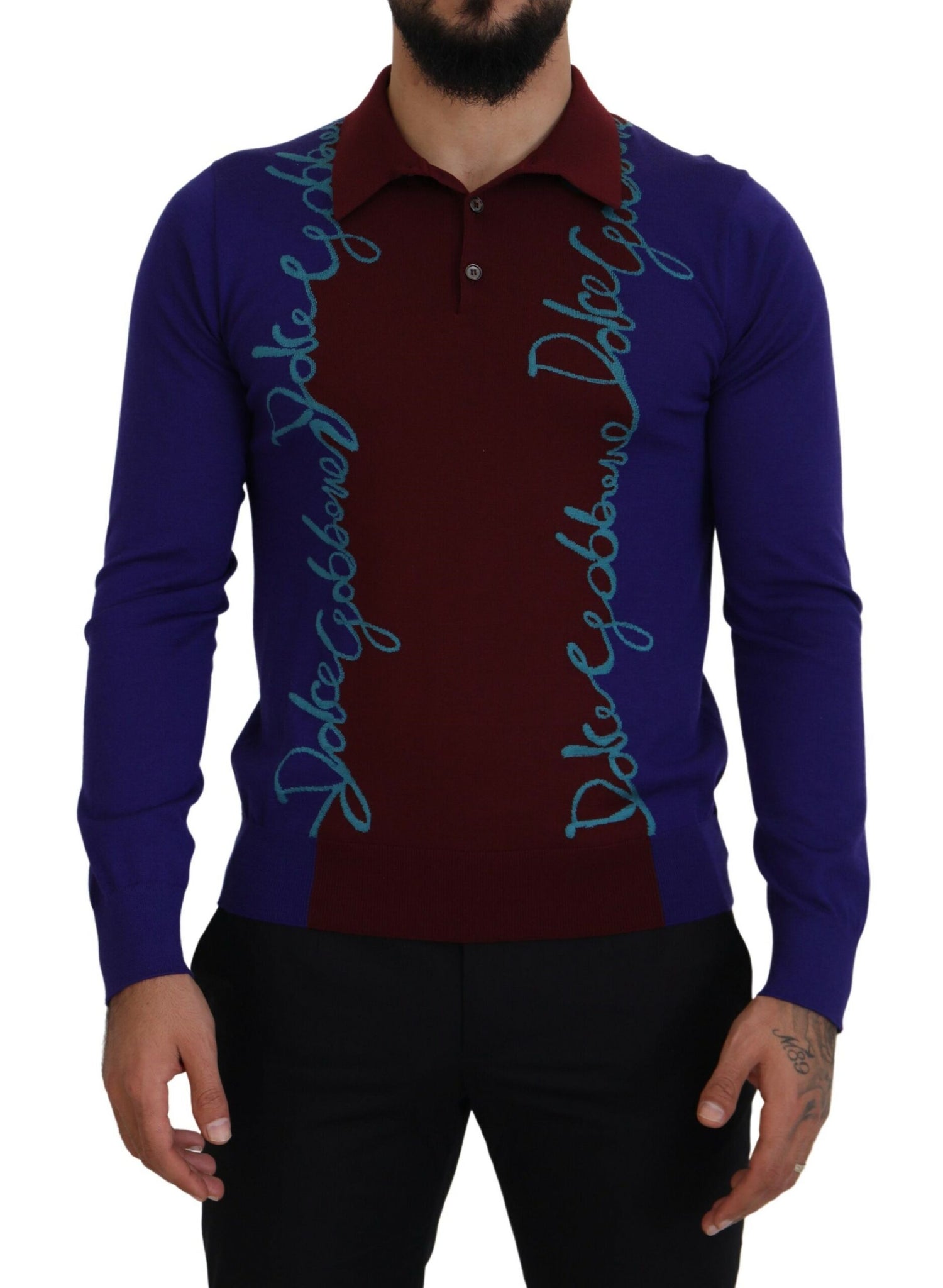 Multicolor Logo Collared Pullover Sweater