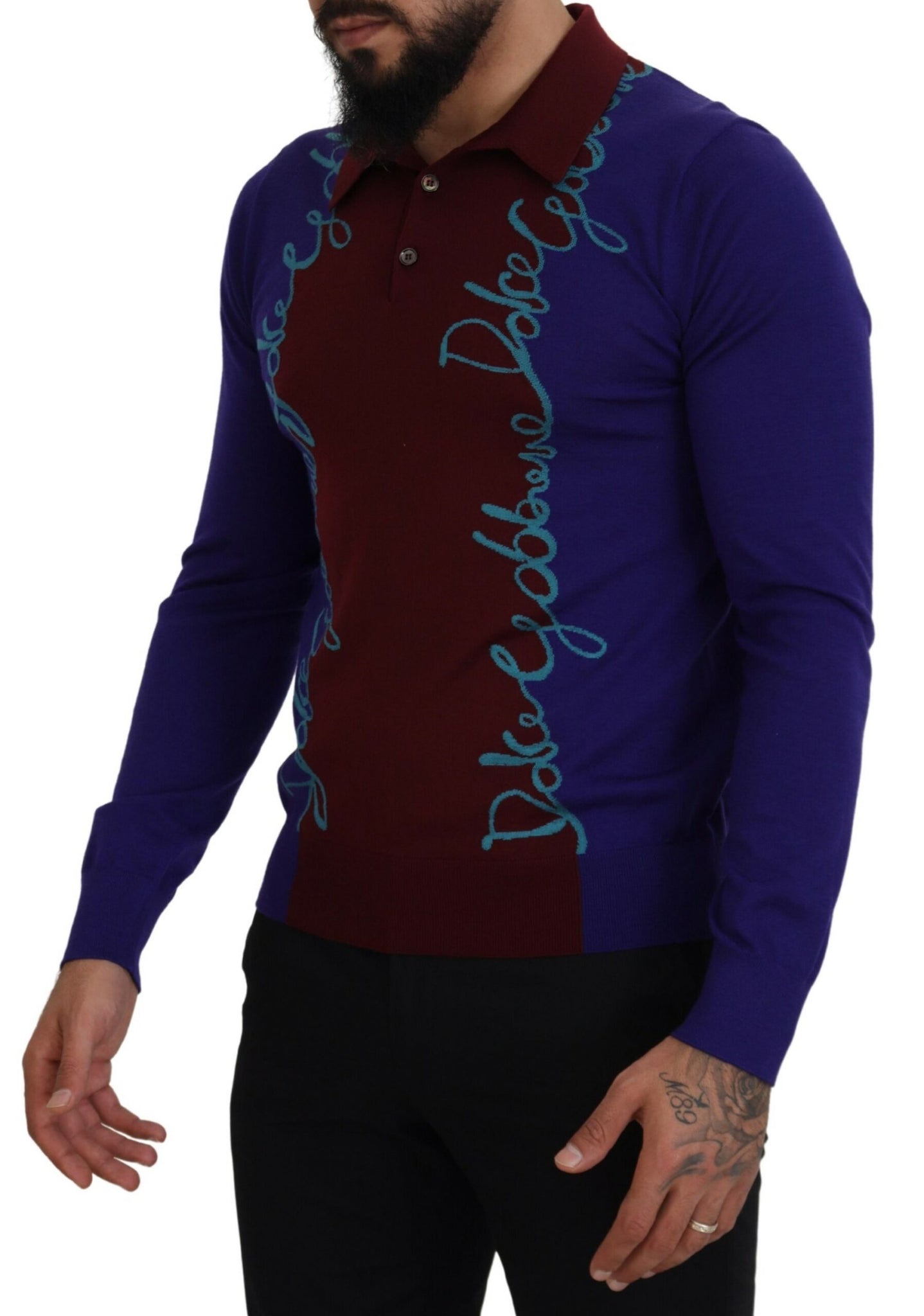 Multicolor Logo Collared Pullover Sweater