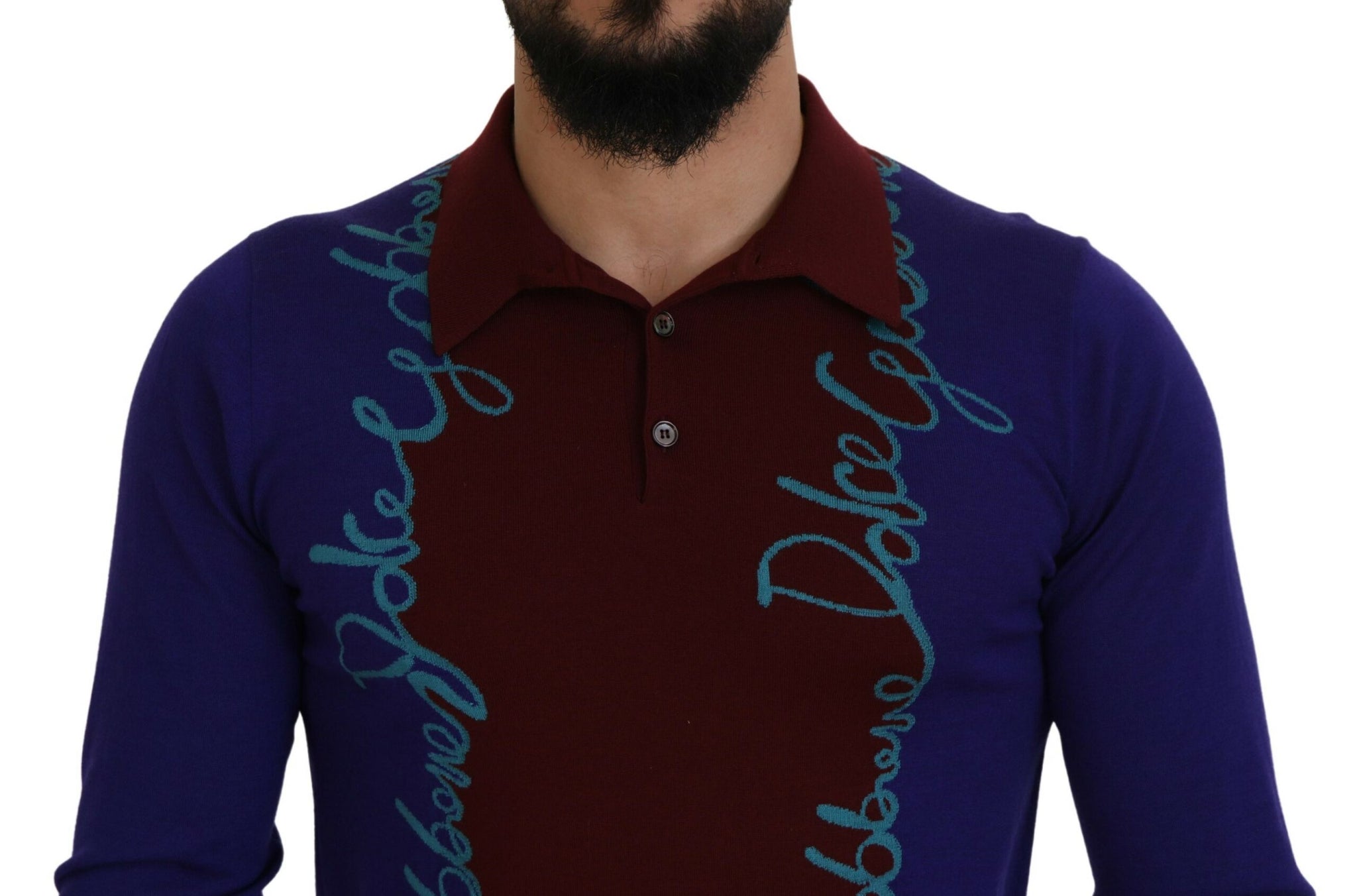 Multicolor Logo Collared Pullover Sweater