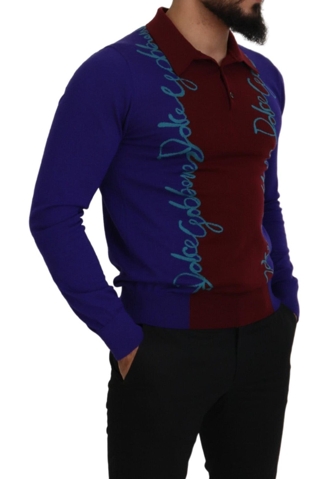 Multicolor Logo Collared Pullover Sweater