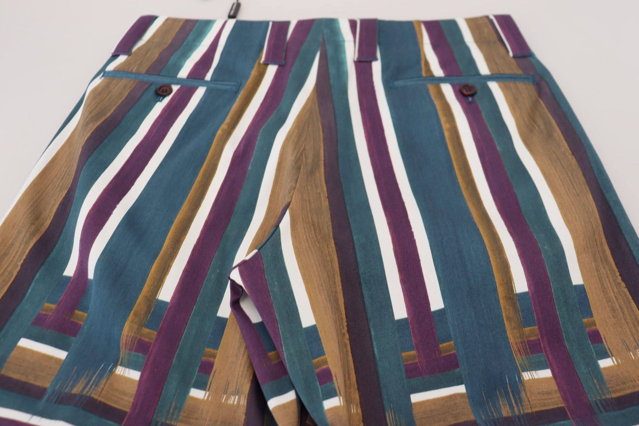 Multicolor Striped Stretch Cotton Shorts