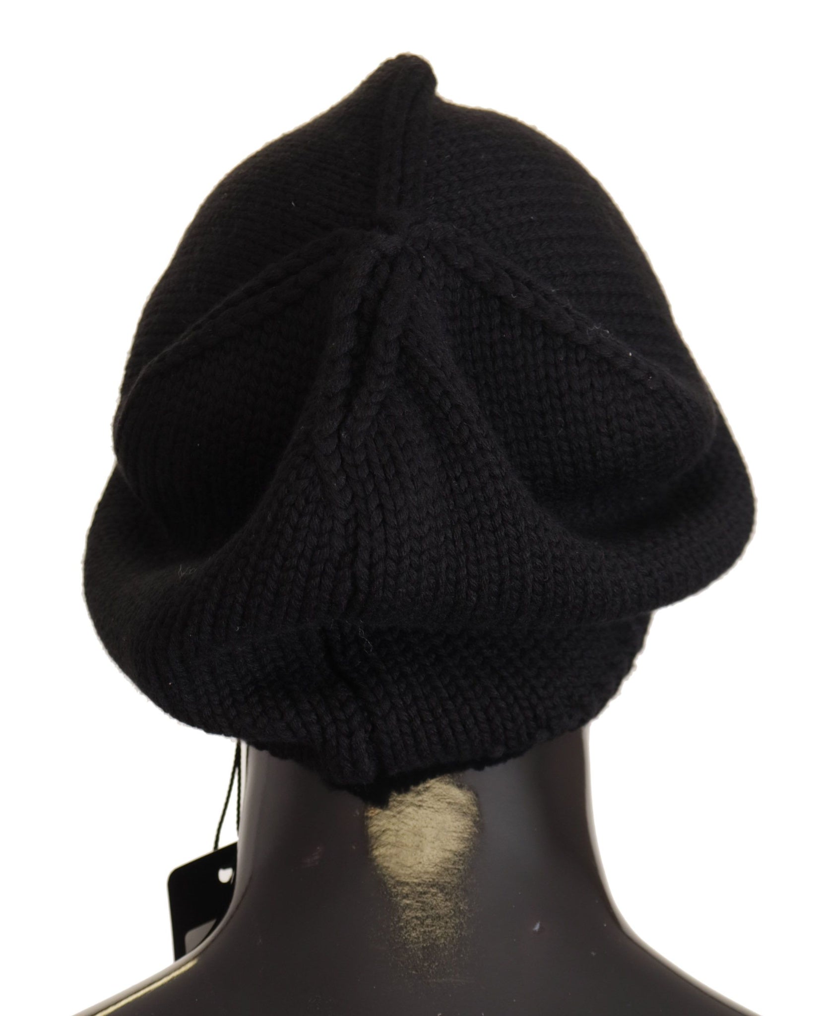 Black Virgin Wool Knitted Women Winter Beanie Hat