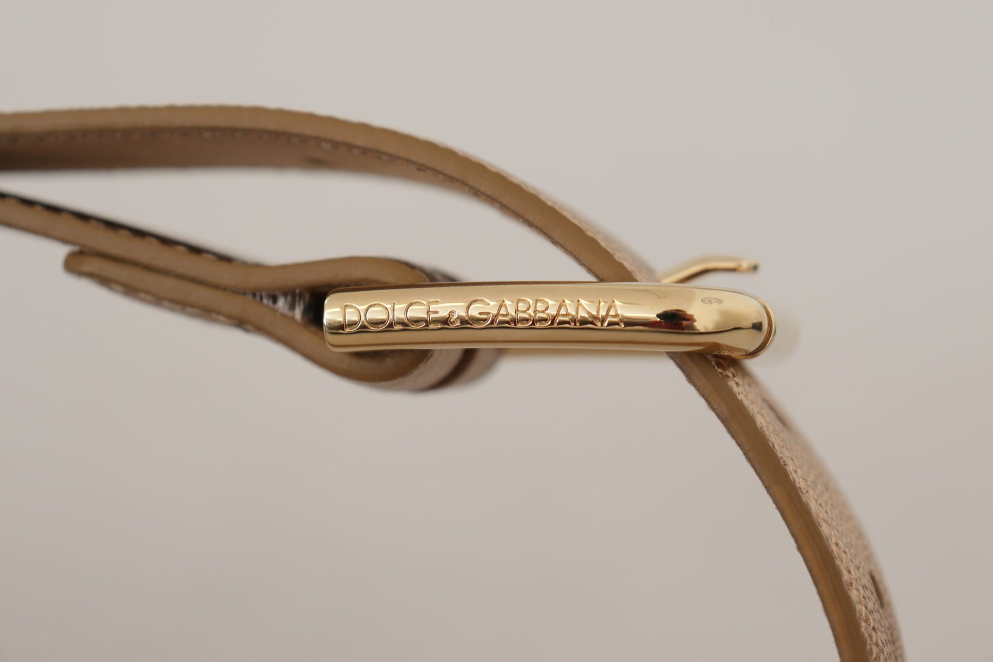 Rose Gold Leather Metallic Tone Metal Buckle Belt