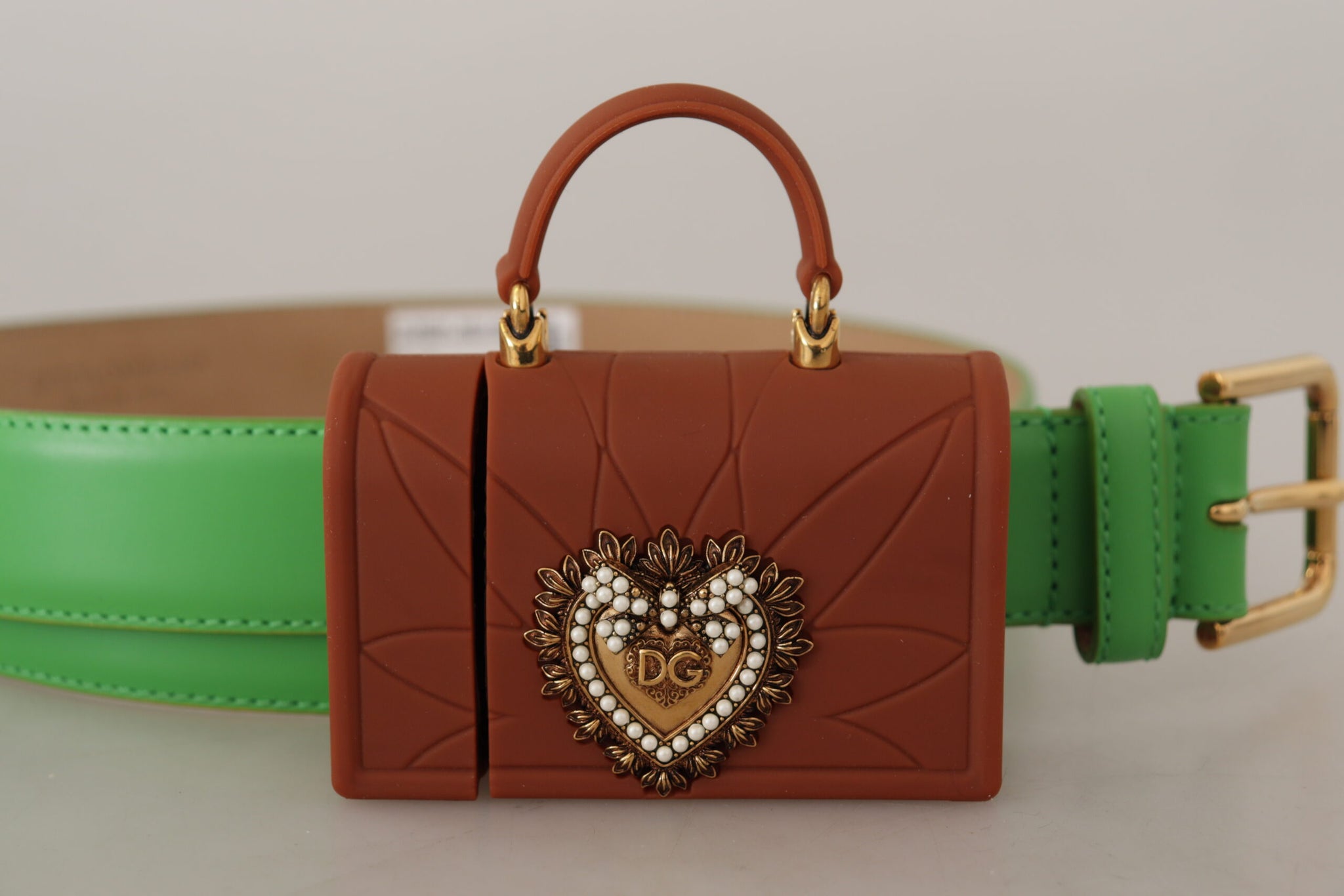 Green Leather Devotion Heart Micro Bag Headphones Belt