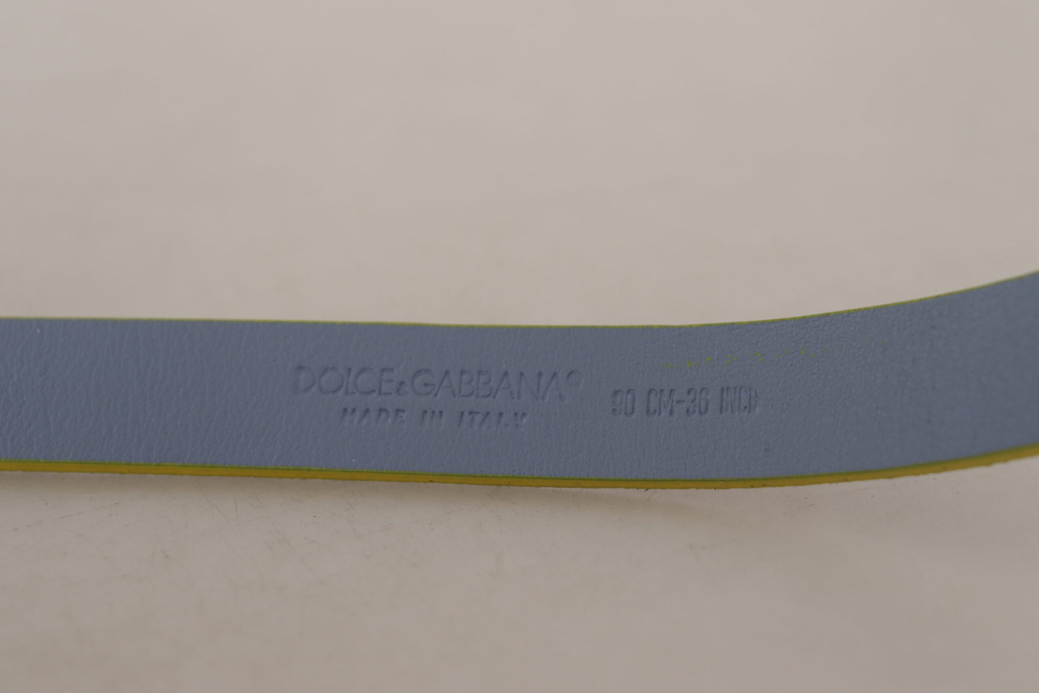 Blue Suede Leather Logo Engraved Buckle Belt