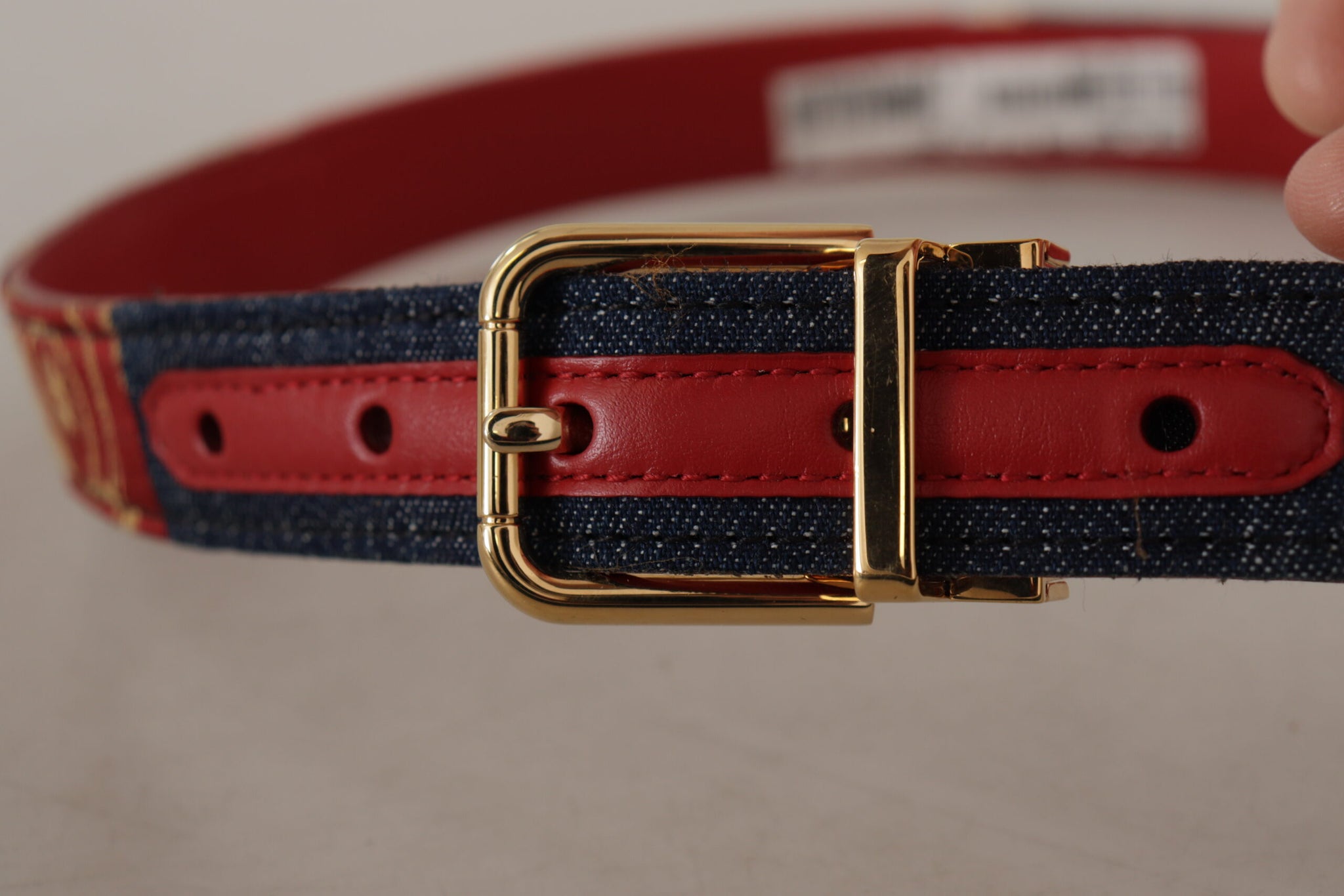 Multicolor Majolica Patchwork Gold Metal Buckle Belt
