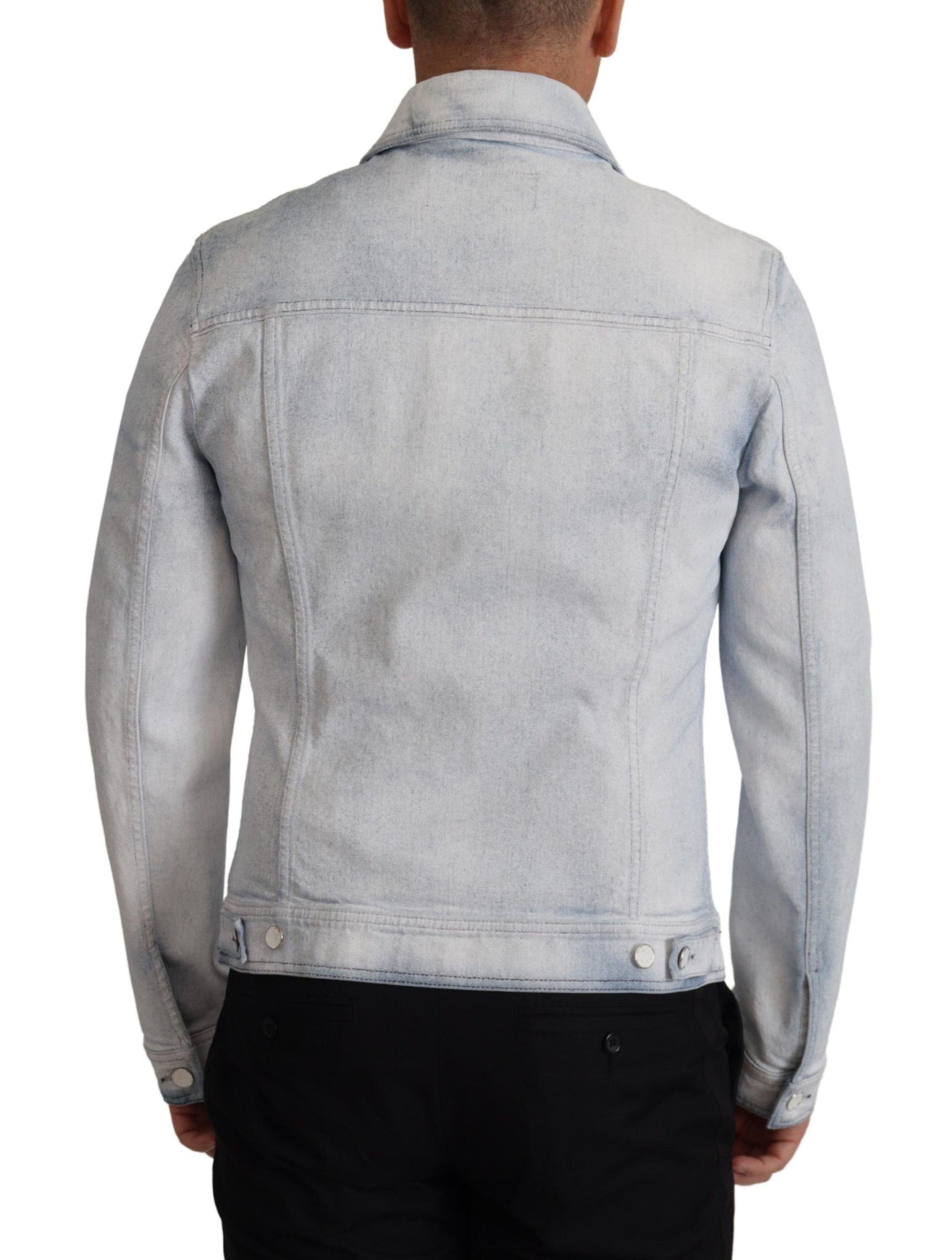 Light Blue Cotton Stretch Denim Men Jacket