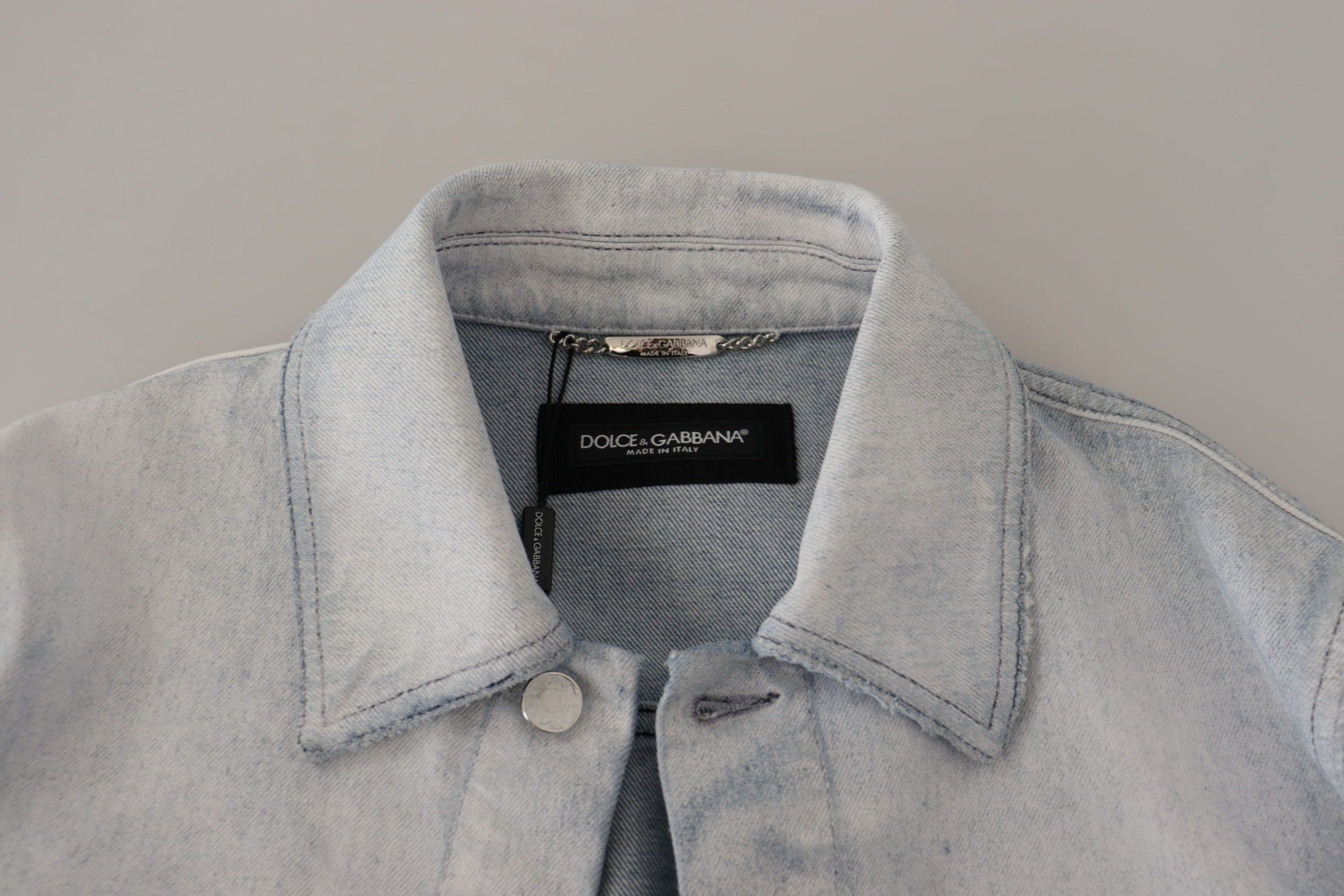 Light Blue Cotton Stretch Denim Men Jacket