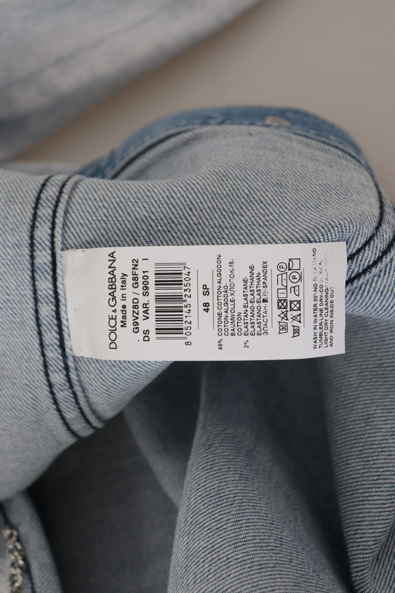 Light Blue Cotton Stretch Denim Men Jacket