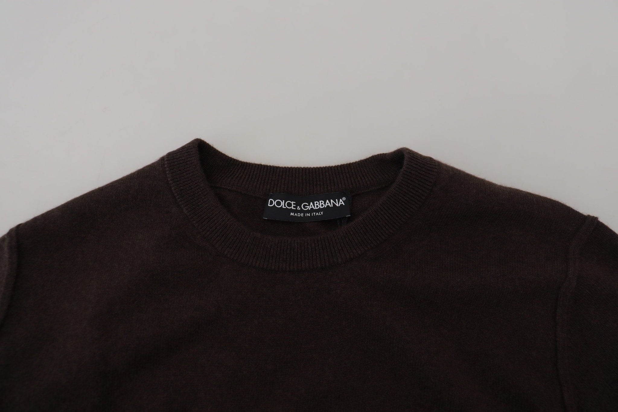 Brown Cashmere Crew Neck Pullover Sweater