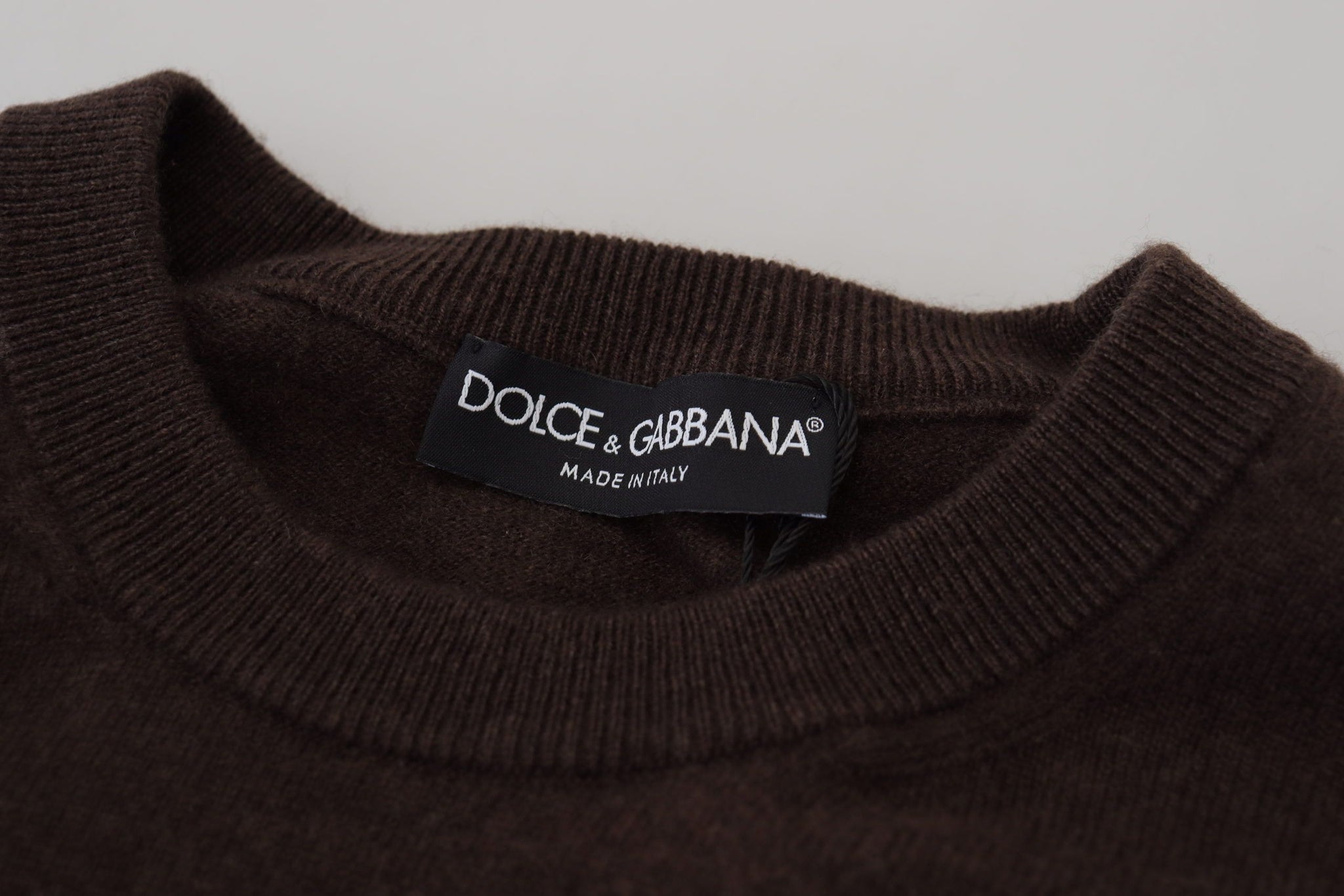 Brown Cashmere Crew Neck Pullover Sweater