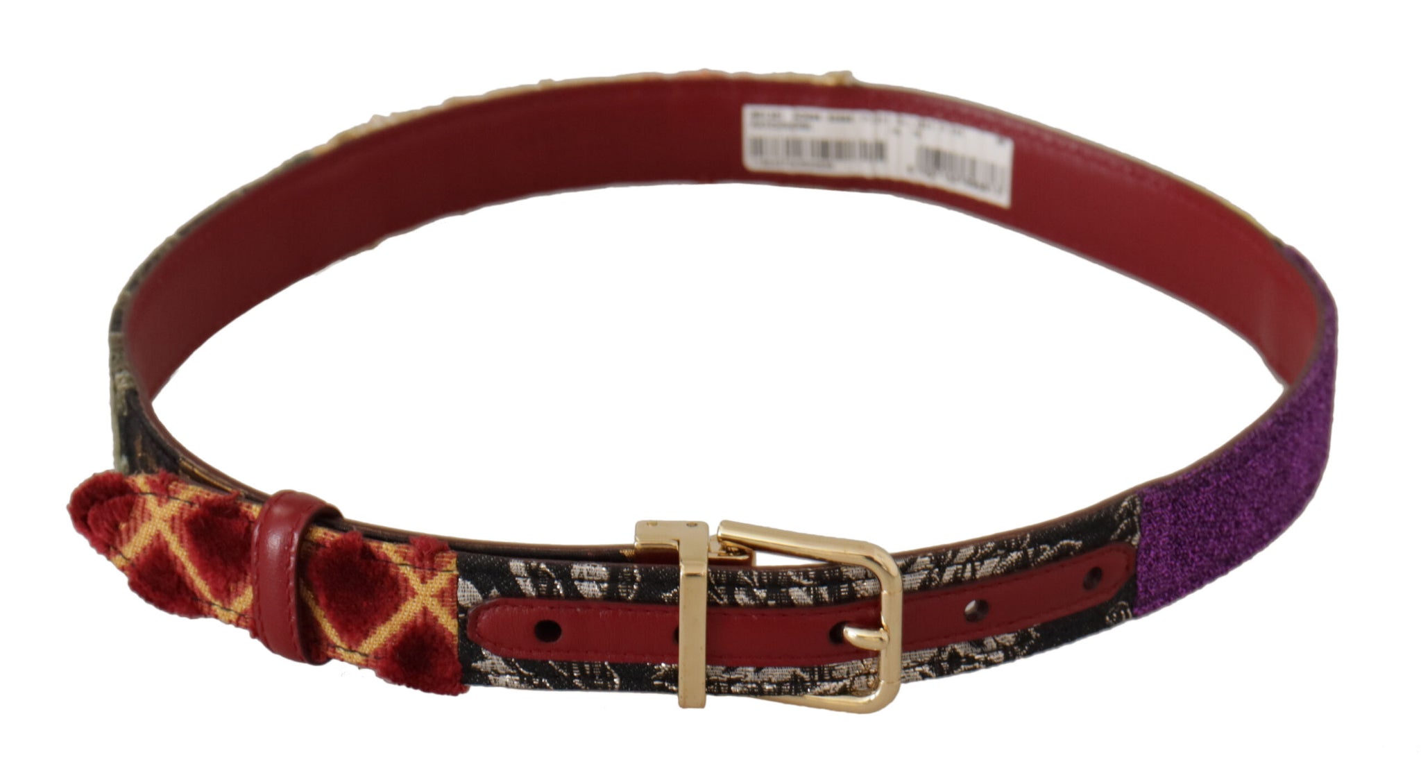 Multicolor Patchwork Leather Gold Metal Buckle Belt