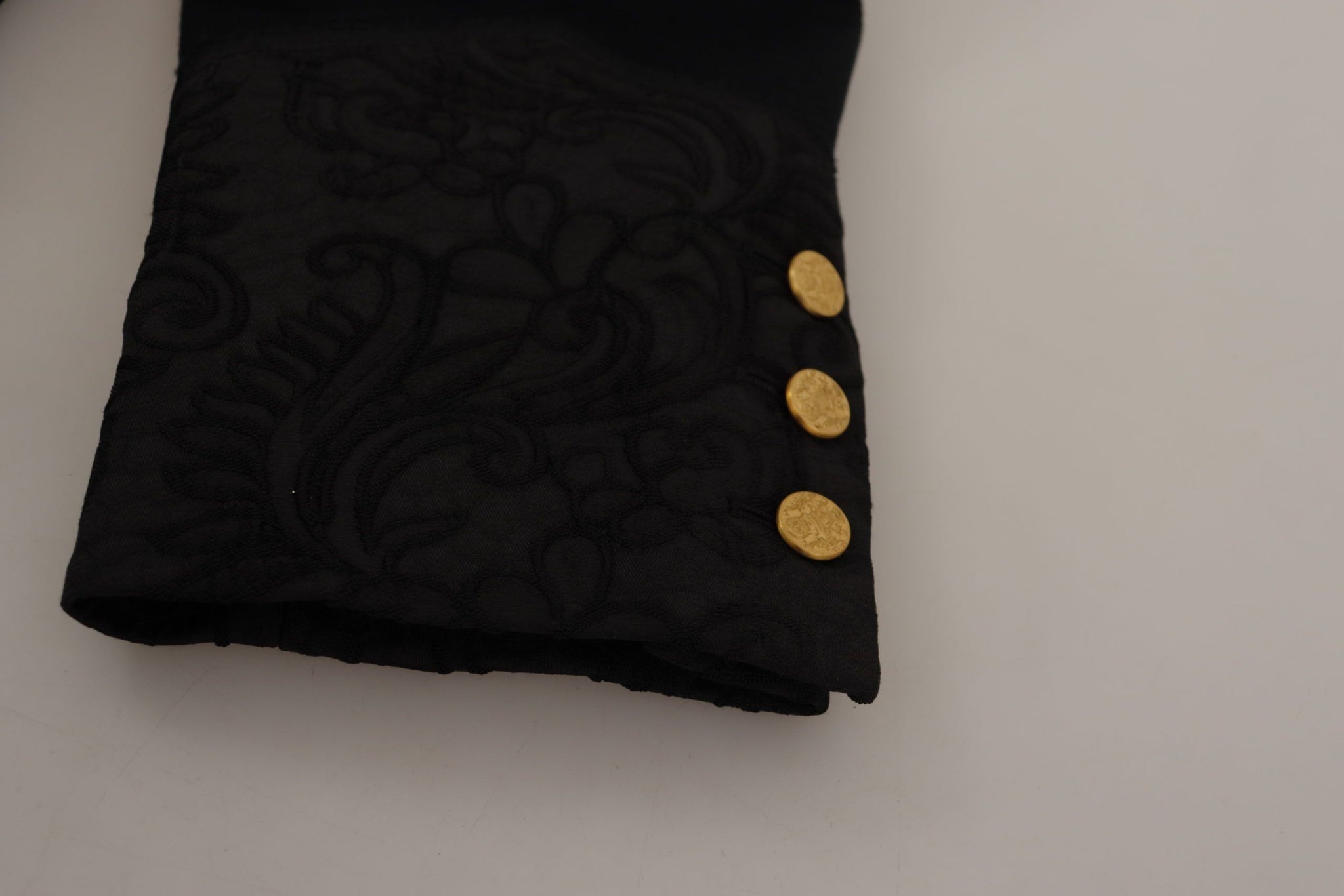 Black Button Embellished Cotton Blend Jacket