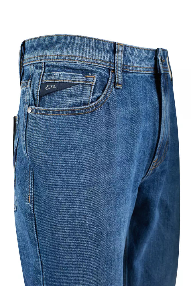 Yes Zee Blue Cotton Jeans & Pant