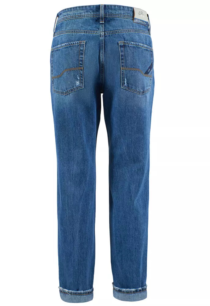 Yes Zee Blue Cotton Jeans & Pant