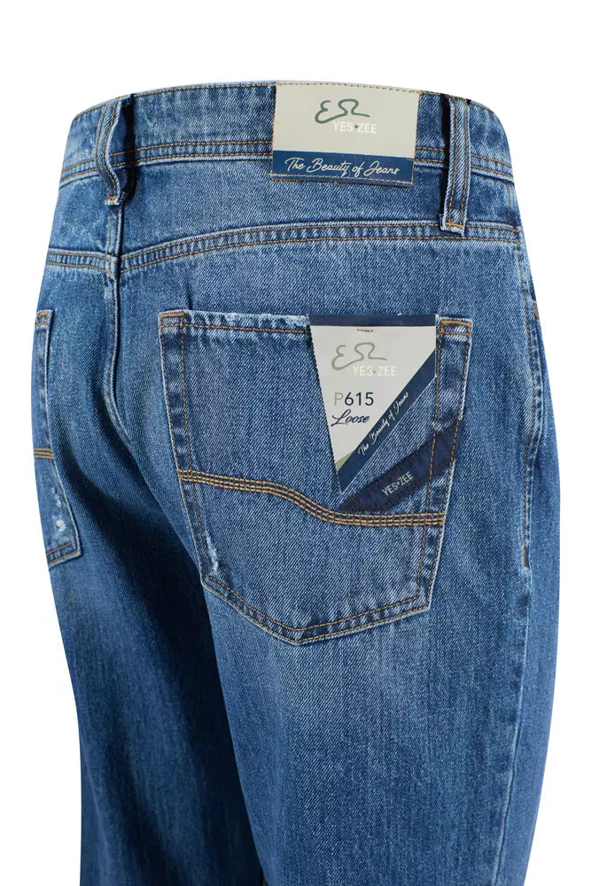Yes Zee Blue Cotton Jeans & Pant