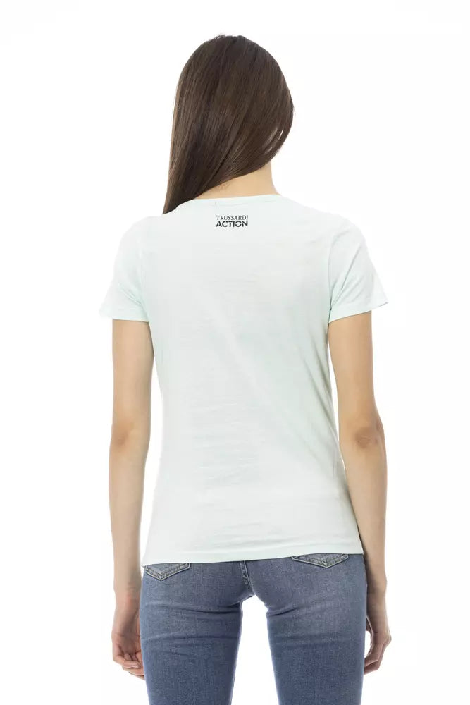 Light-blue Cotton Tops & T-Shirt