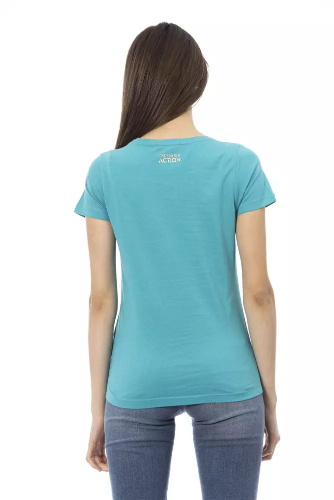 Light-blue Cotton Tops & T-Shirt