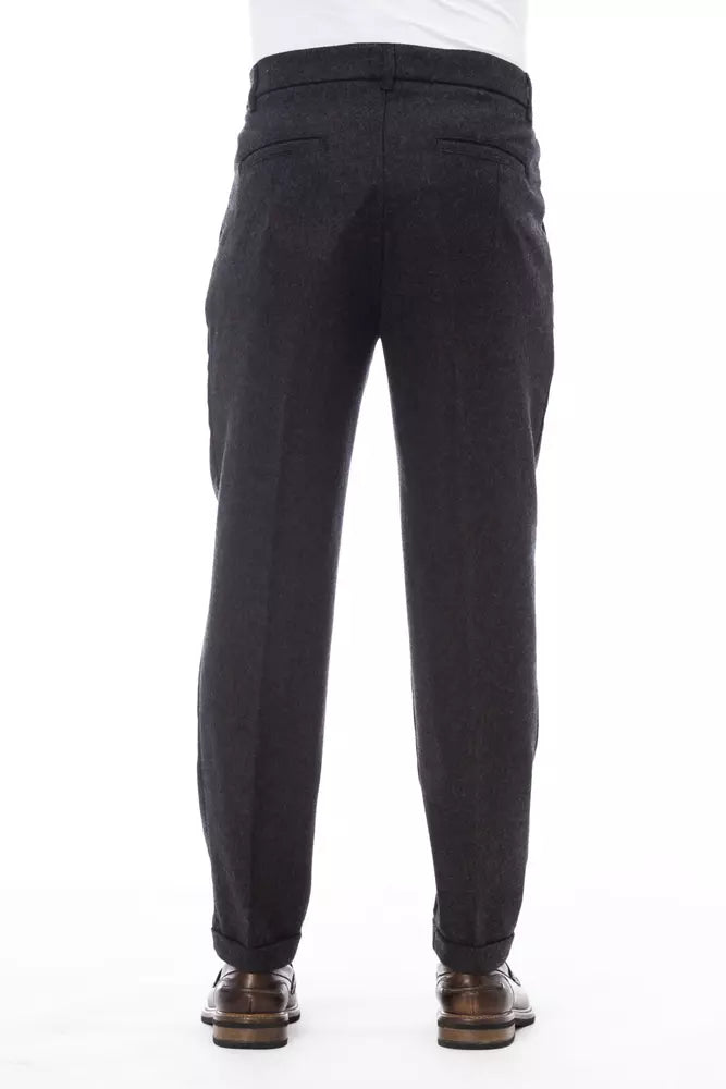 Alpha Studio Gray Wool Jeans & Pant