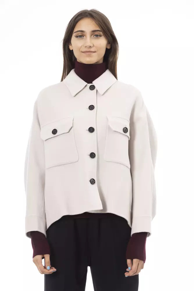 Alpha Studio White Wool Suits & Blazer