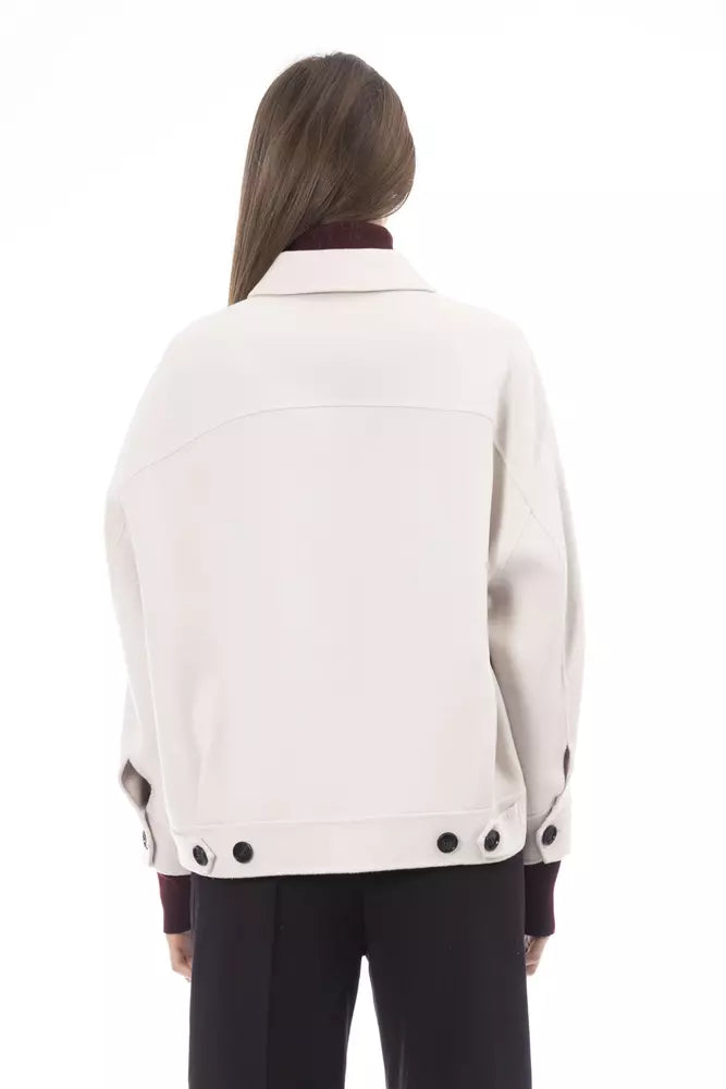 Alpha Studio White Wool Suits & Blazer