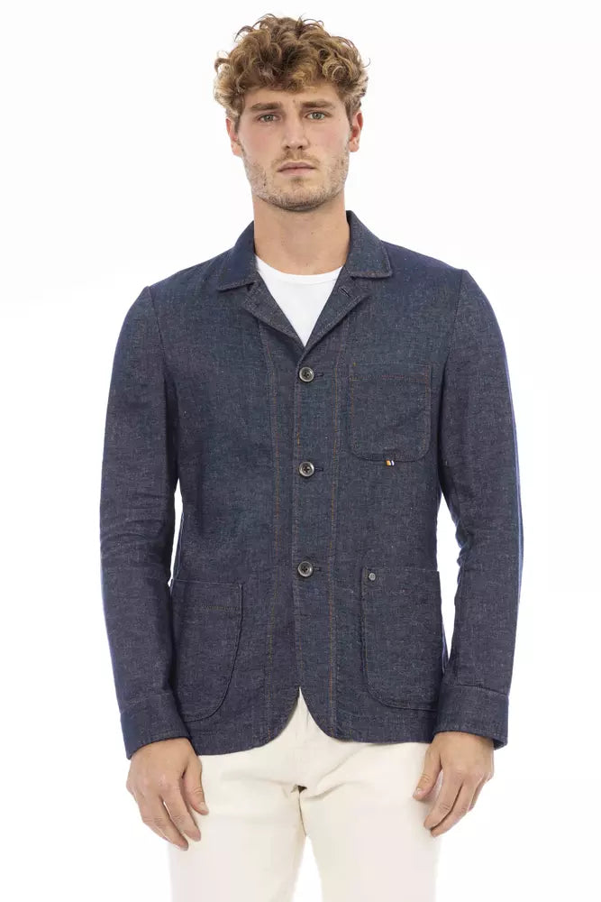 Distretto12 Blue Linen Blazer
