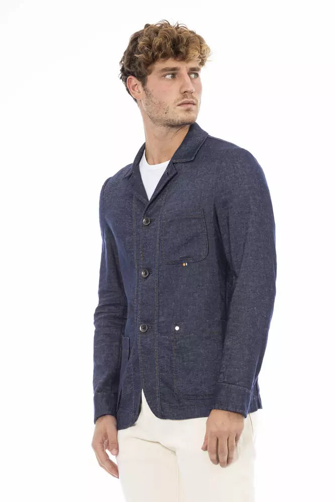 Distretto12 Blue Linen Blazer