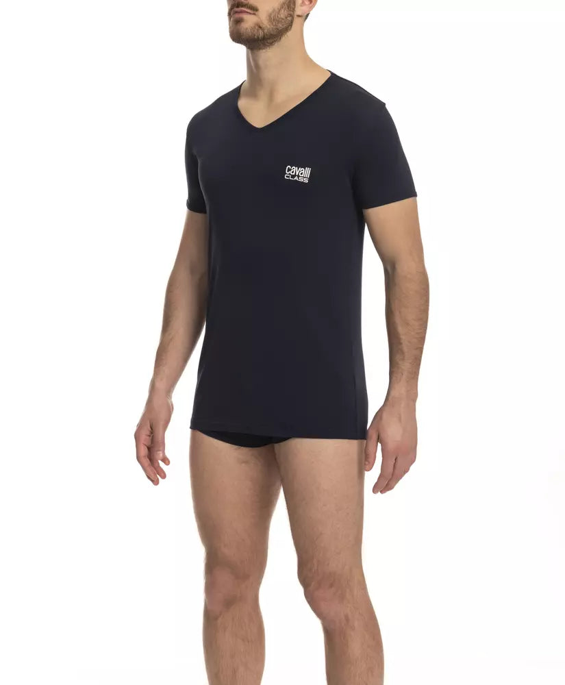 Cavalli Class Blue Cotton T-Shirt