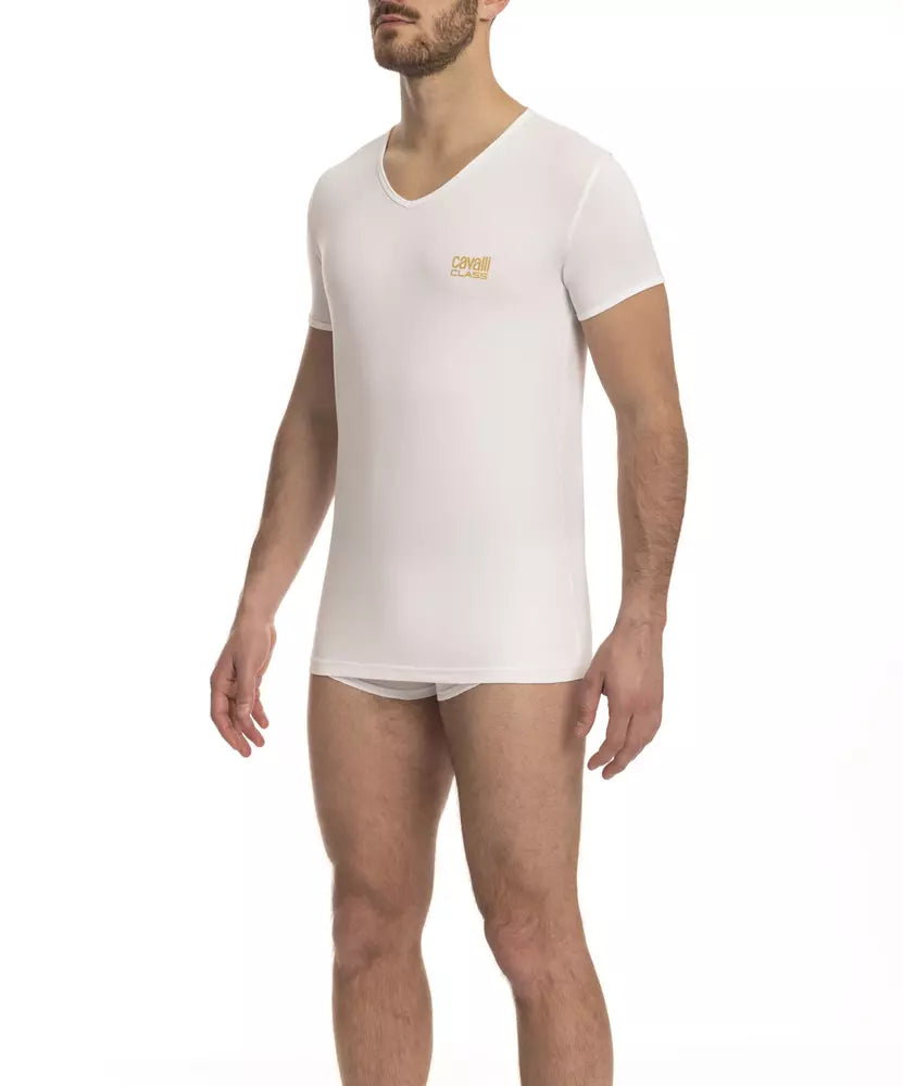 Cavalli Class White Cotton T-Shirt