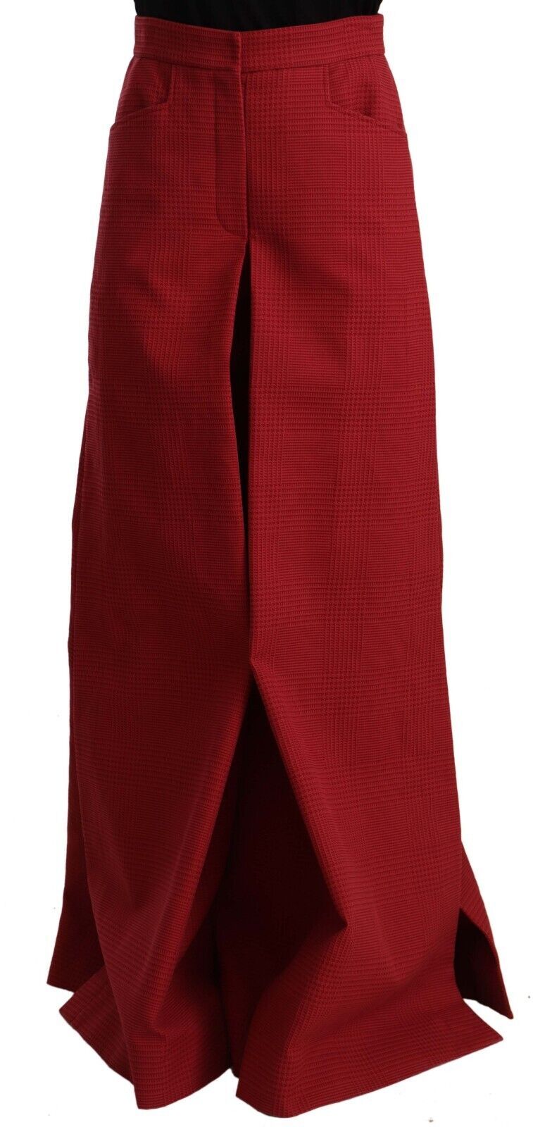 Red Cotton High Waist Wide Leg Pants