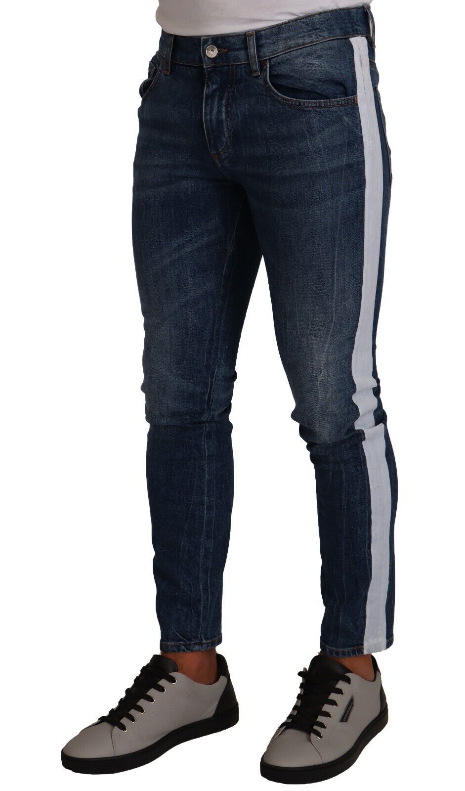 Blue Washed Cotton Skinny Denim Jeans
