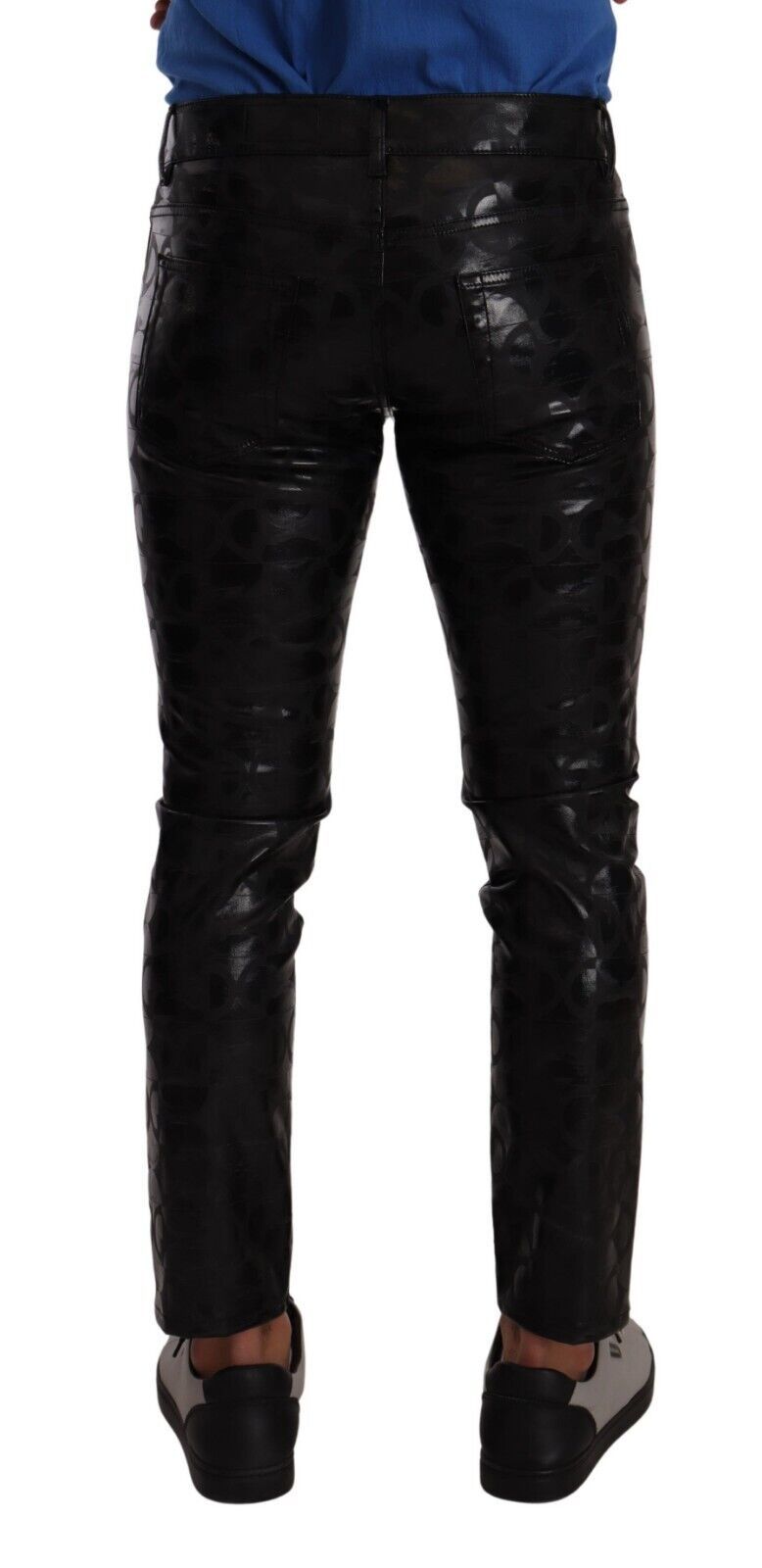 Black Logo Cotton Stretch Skinny Pants
