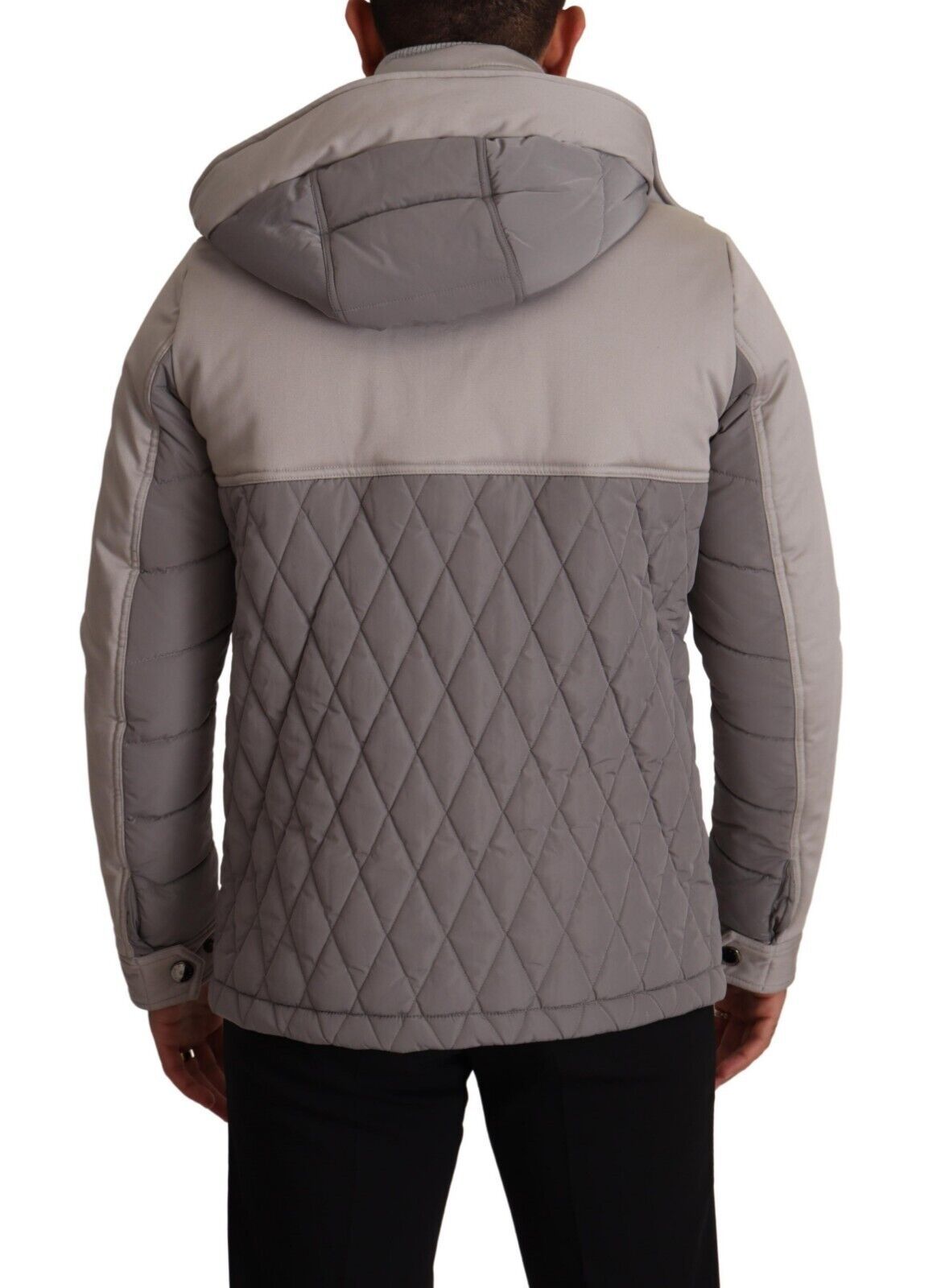 Gray Cotton Windbreaker Hooded Parka Jacket