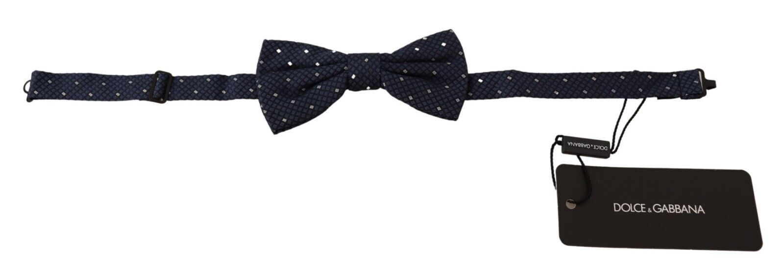 Dark Blue Patterned Adjustable Neck Papillon Bow Tie