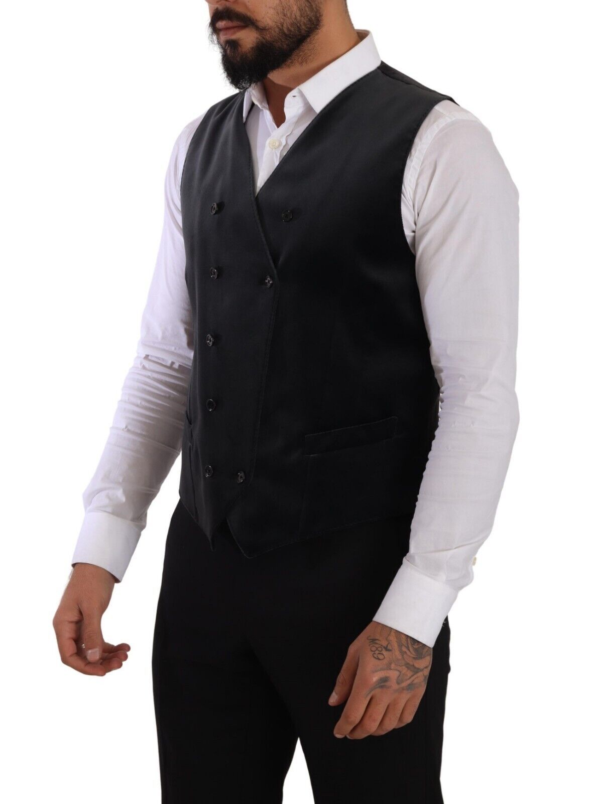 Gray Velvet Cotton Slim Fit Waistcoat Vest