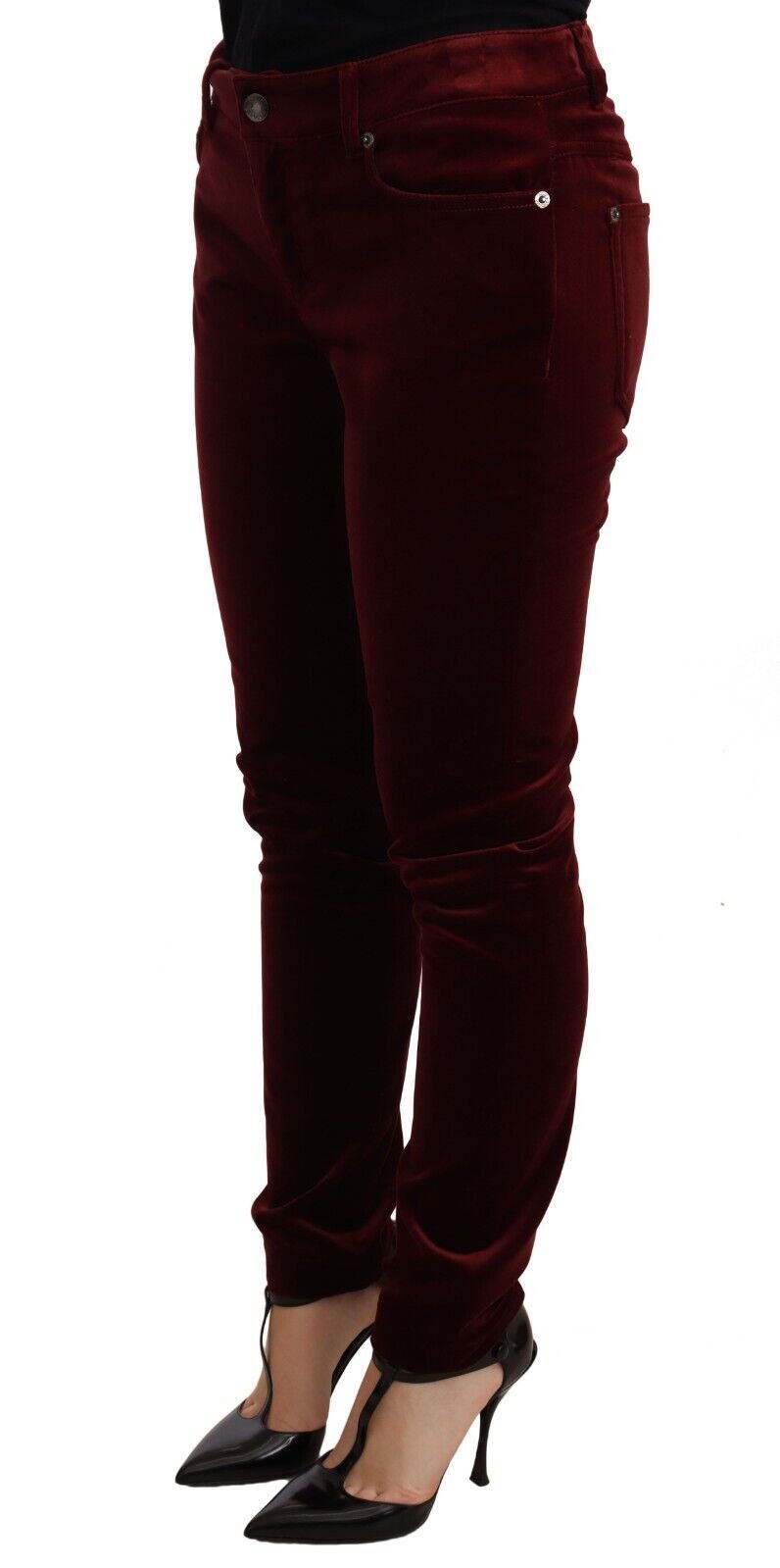 Red Velvet Skinny Trouser Cotton Stretch Pants