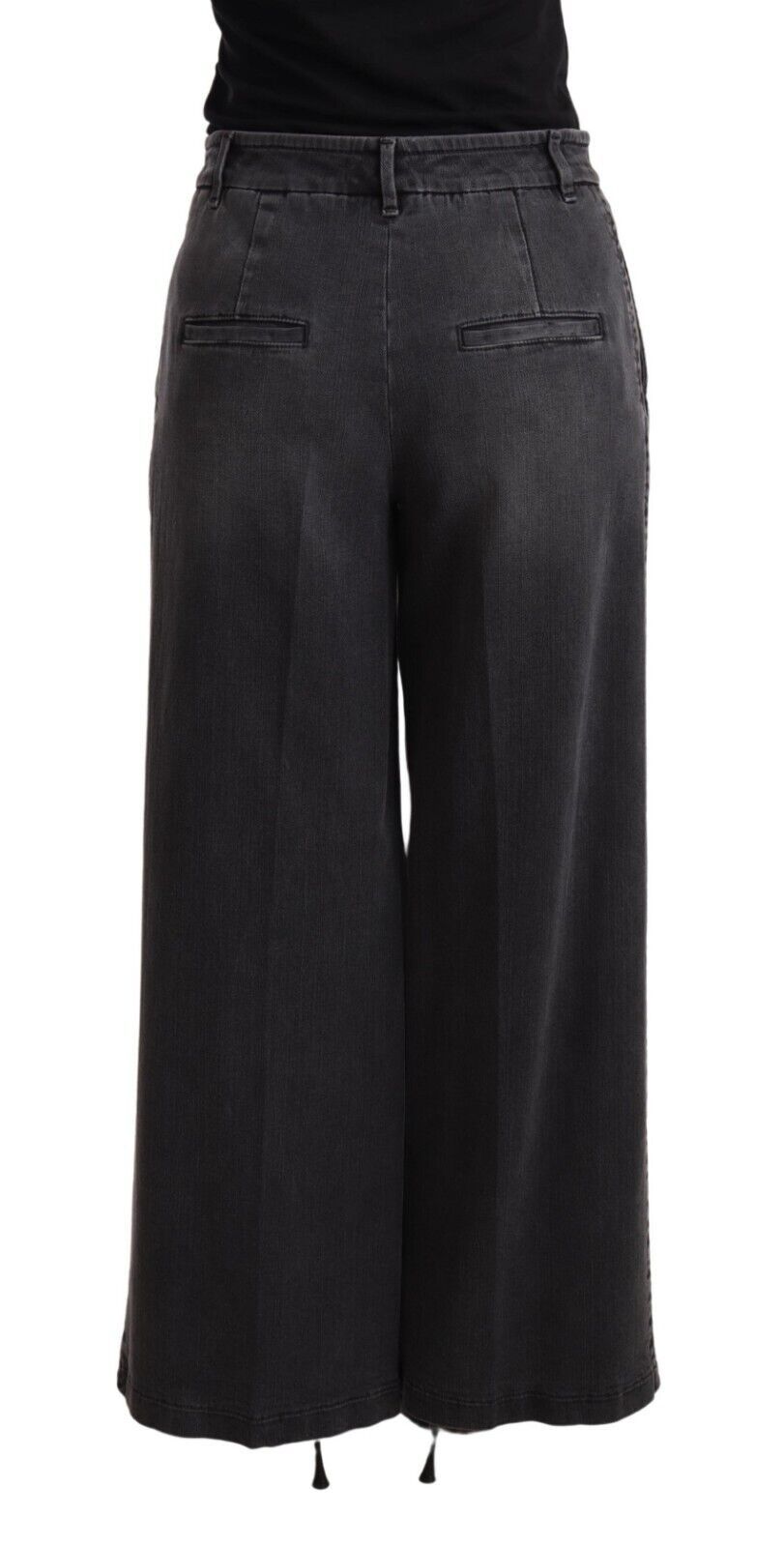 Gray Washed Mid Waist Wide Leg Denim Jeans