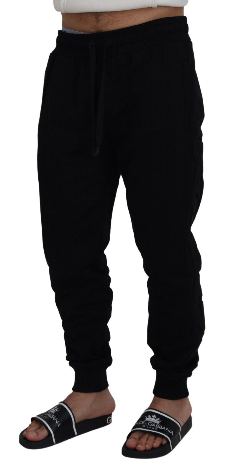 Black Cotton Men Jogger Trousers Pants