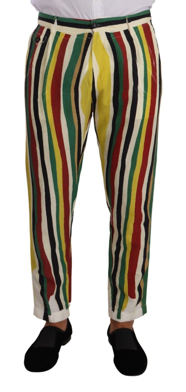 Multicolor Striped Linen Cotton Pants