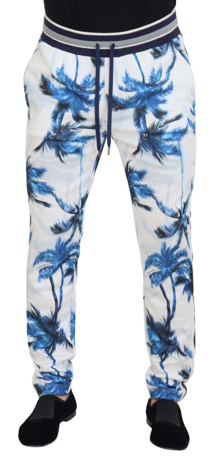 White Palm Tree Print Men Trouser Pants